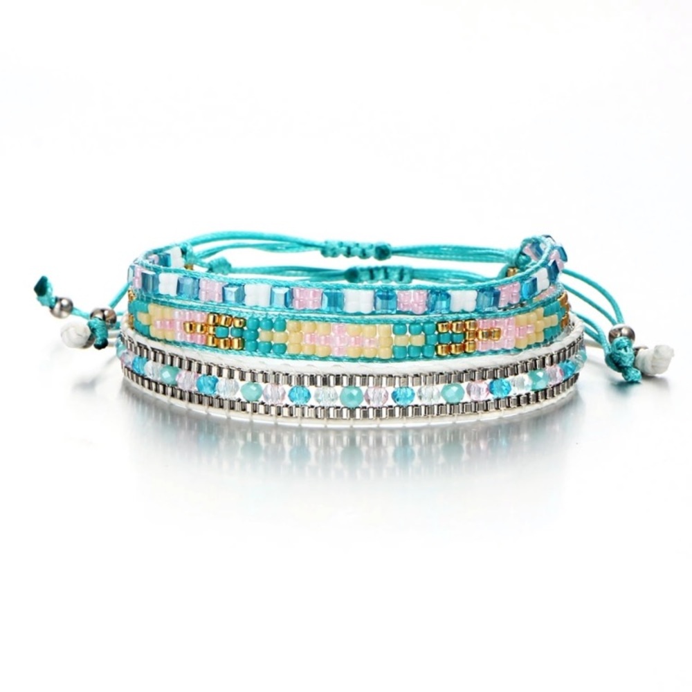 Bohemian Beads Rope Bracelets Set of 3 - Picture 3 of 6